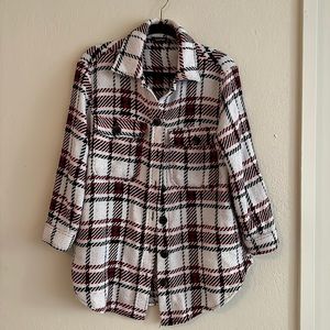 Oversized dogtooth check shacket